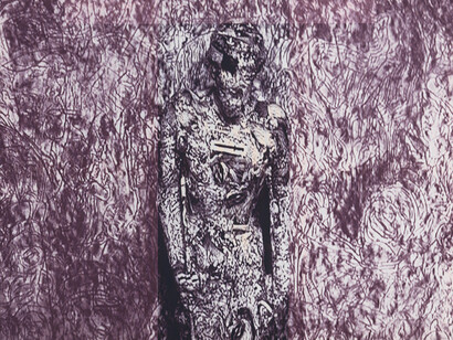 Joseph Nechvatal, Profusely informed personage (detail), 1986. Courtesy of Magenta Plains Gallery