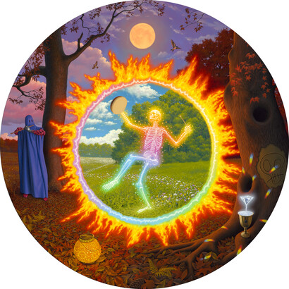 Adrian Cox, Wandering fires (detail). Courtesy of Corey Helford Gallery