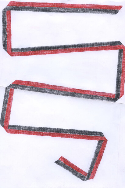 Lenka Clayton, Untitled (Typewriter ribbon) in the series "Typewriter drawings", 2025. Courtesy of Catharine Clark Gallery