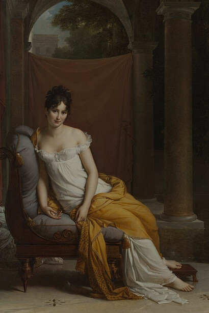 Portrait of Juliette Récamier (née Bernard, 1777–1849) by François Gérard, housed in the Musée Carnavalet, Paris, France