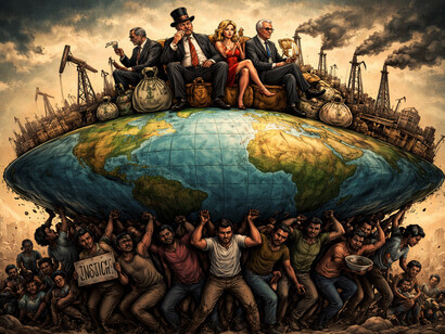 A world weighed down by inequality, where power concentrates above while responsibility is carried below