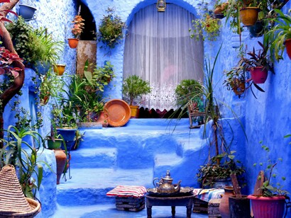 Deep-blue neighbourhoods of Morocco, reflecting a model of sovereignty built through progress, not confrontation