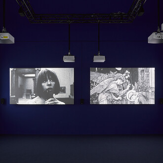 John Akomfrah, Escuchando toda la noche la lluvia, vista de exhibición. Cortesía del Museo Thyssen-Bornemisza