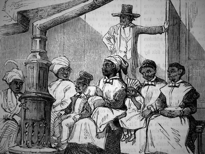 Slaves waiting for sale, Virginia, 1856