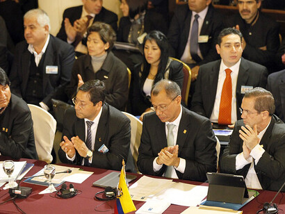 Montevideo, Uruguay, July 12, 2013. Ecuador’s Vice President Jorge Glas, accompanied by Foreign Minister Ricardo Patiño, participated in the Common Market Council meeting and the Mercosur Presidential Summit