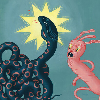 Travis Lampe, Snake punch. Courtesy of Corey Helford Gallery