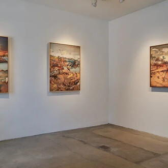 Petra Cortright, Quicksilver sea bubble dramamine dream, exhibition view. Courtesy of 1301PE Gallery