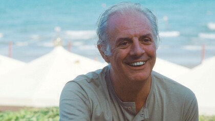 Il drammaturgo e attore Dario Fo alla Mostra del cinema di Venezia, 1985