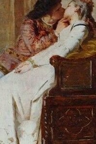 "Paolo y Francesca" o "El beso", óleo sobre lienzo, Amos Cassioli, 1870