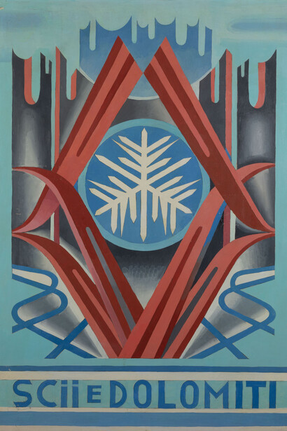 Fortunato Depero, Sci e dolomiti (detail), 1952. Courtesy of Mart