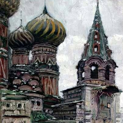 Nikolay Dubovskoy, "Catedral de San Basilio", óleo sobre lienzo, 1914