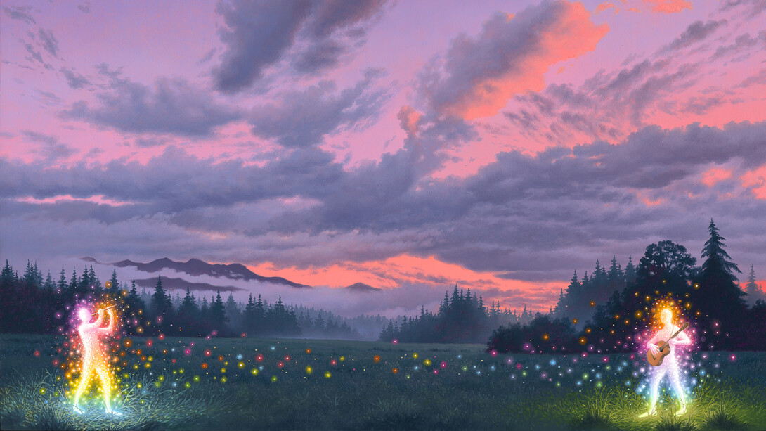 Adrian Cox, A path between heaven and Earth IV (detail). Courtesy of Corey Helford Gallery