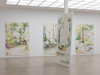 Ariane Mueller, Fish are folded into the sea just as the sea is folded into fish, exhibition view. Courtesy of Secession