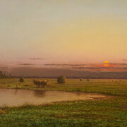 Martin Johnson Heade, Sunset on the Rowley marshes (detail), c. 1876-82. Courtesy of Schoelkopf Gallery