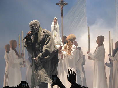 Kanye West performs at the Museum of Modern Art’s annual Party in the Garden benefit in New York City on May 10, 2011