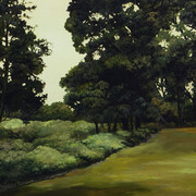 Hannah Brown, Victoria Park 5, 2015, Oil paint on oak and marine plywood, 36 × 46 cm © Hannah Brown 2015. Courtesy Parafin, London