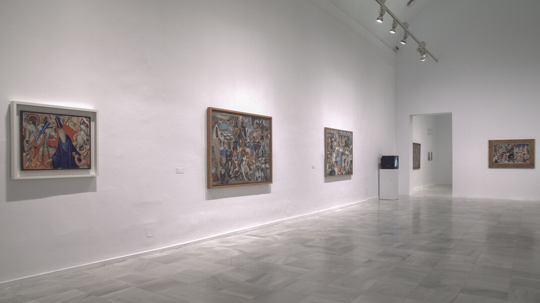 Maruja Mallo, Máscara y compás, vista de exhibición. Cortesía del Museo Nacional Centro de Arte Reina Sofía