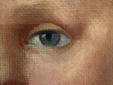 Pala d’altare raffigurante Madonna in trono con Bambino e i Santi Cosma e Damiano: particolare del volto del Bambino, ph. Istituto Restauro Roma