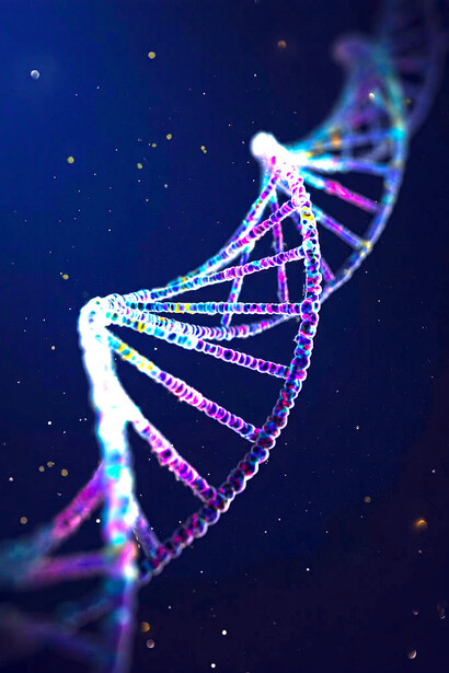 Das Forschungsthema von Professor Luisi: die DNA. Informationen fließen von der DNA zur RNA und nicht von der RNA zur DNA. Bild: DNA Spirale