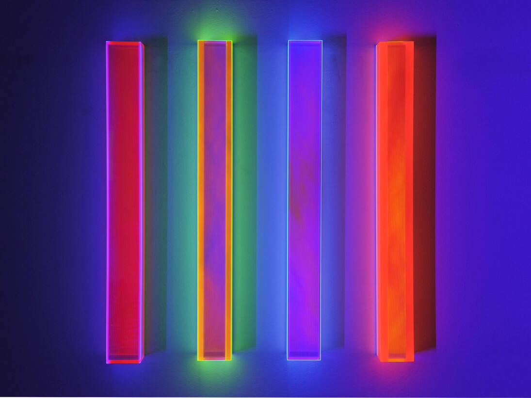 Regine Schumann, Colormirror Rainbow Texture Berlin, fluorescent acrylic, 31 1/2 x 3 1/2 x 2 3/4 inches, 80 x 9 x 7 cm - 2014