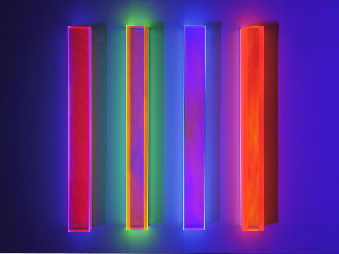 Regine Schumann, Colormirror Rainbow Texture Berlin, fluorescent acrylic, 31 1/2 x 3 1/2 x 2 3/4 inches, 80 x 9 x 7 cm - 2014