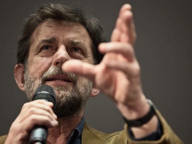Nanni Moretti durante una presentazione del film "Mia madre" del 2015