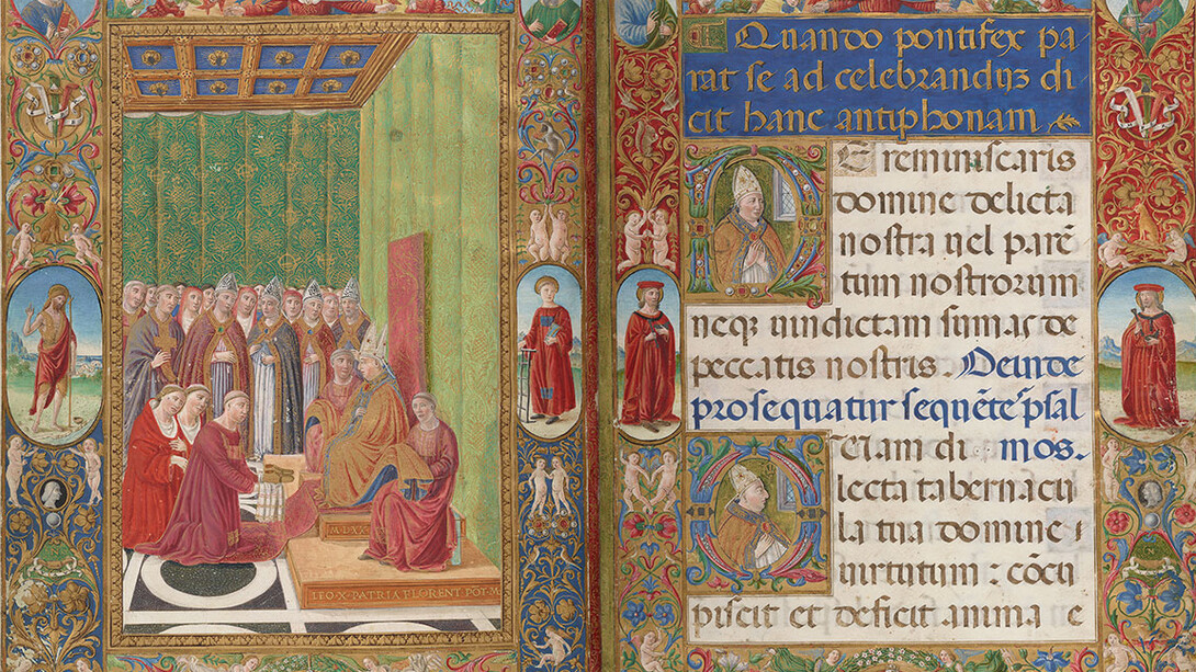 Attavante degli Attavanti, Pope Leo X vesting; Leo X praying, praeparatio ad missam of Leo X, Italy, Rome, 1520. Courtesy of the Morgan Library & Museum