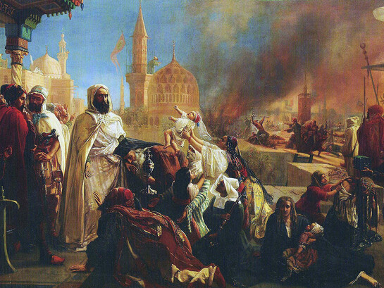Abdelkader saving Christians during the Druze/Christian strife of 1860. Painting by Jan-Baptist Huysmans