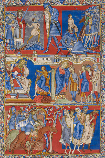Winchester Bible Leaf, David and Goliath, England, Winchester, ca. 1160–1180. Courtesy of the Morgan Library & Museum