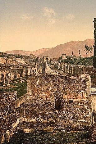 Via delle Tombe, Pompeya, Italia, fotografía tomada entre 1890 y 1900
