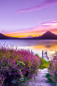 Beautiful sunset over Lake Atitlán, Guatemala, Central America