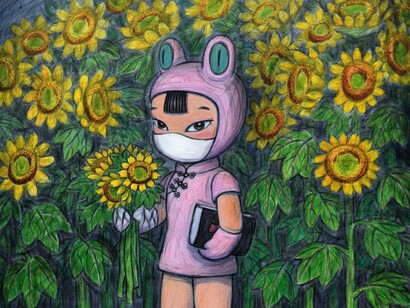 "Bloom to the Sun" by Han Beishi, 2018, Mask Beywa Series 

