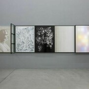 Matthias Bitzer, Leimakides (my mind is moving but my body lies still), 2013. Acrylic and ink on canvas, glass, wood, acrylic glass, neon tubes, paper. Courtesy Francesca Minini.