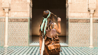A foreign student taking in Morocco’s cultural beauty, echoing how Fulbright exchanges allow participants to learn as much from the country as from their academic programs