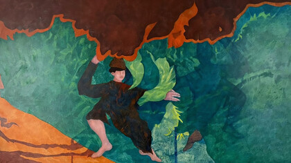 Agostino De Romanis, Shadows of Day and Night, oil on relined paper, 250 x 130 cm, 2003