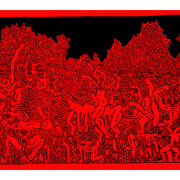 Keith Haring, Untitled (July 7, 1985), 1985, acrylic and oil on canvas with metal grommets, 116 x 180 inches, 294.6 x 457.2 cm, signed and dated 'July 7 1985 K. Haring' (on the reverse) © Keith Haring Foundation. Courtesy Sender Collection