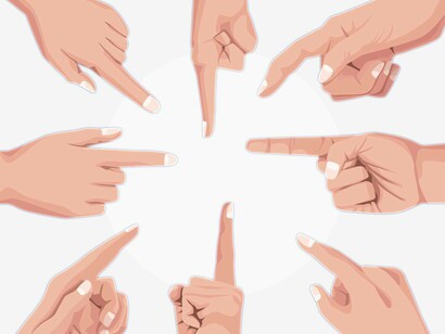 Illustrazione di dita puntate: “Il presupposto teorico, infatti, è che tutti abbiano potenzialmente le risorse per affrontare situazioni difficili con i propri figli, se posti in una situazione dove non vengano stigmatizzati o umiliati”