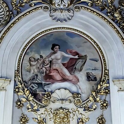 Tomás Povedano, "La industria" (Teatro Nacional de Costa Rica), óleo sobre lienzo, siglo XIX