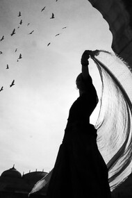 A woman dancing as birds fly in the background, reflecting the self-expression and freedom the art form brings
