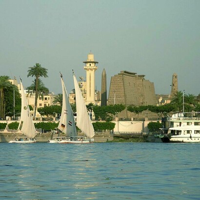 Barche sul fiume Nilo, Luxor, Egitto