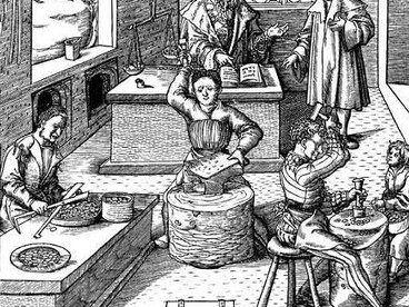 Hans Burgkmair the Elder, "Officina medievale", probabilmente Germania, XVI sec. Nel Medioevo era il re a coniare moneta e trattenere un margine: oggi il meccanismo è più complesso, ma il principio del signoraggio resta