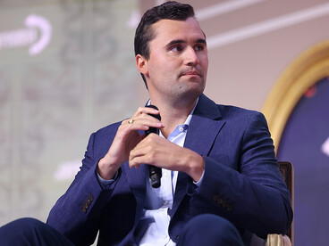 Charlie Kirk speaking with attendees at the 2025 Young Women's Leadership Summit at the Gaylord Texan Resort & Convention Center in Grapevine, Texas.
