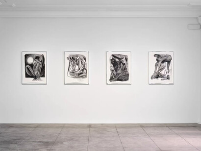 Christina Quarles, The ground glows black, exhibition view. Courtesy of Hauser & Wirth Gallery