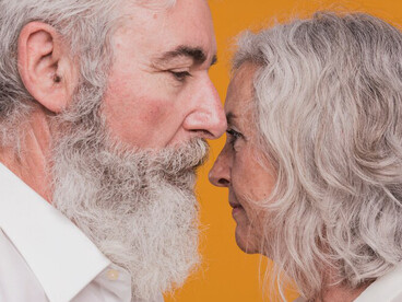 An elderly couple, deeply in love, growing old together and cherishing their shared journey