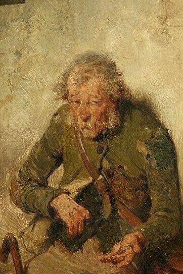 "The Last Penny," oil on wood, Hugo Kauffmann