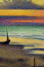 Georges Lemmen (1865-1916), Plage à Heist [Praia em Heist], 1891 - óleo sobre madeira, 37,5 x 46 cm. Paris, Musée d'Orsay (© RMN-Grand Palais (musée d'Orsay) / Gérard Blot)