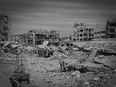 Destruction causée par un bombardement israélien sur le camp de Jabalia dans la bande de Gaza le 16 octobre 2024