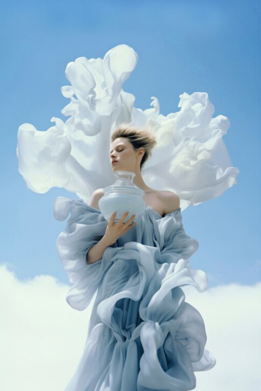AI-powered fashion design revolutionizing the industry, creating futuristic clothing that merges technology with creativity