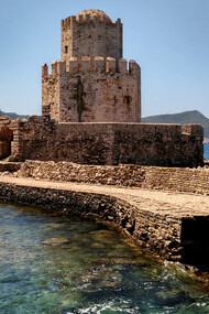 Vista del Castillo de Methoni, Mesenia, Grecia