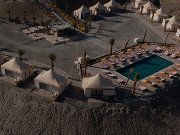 Guess has transformed the White Camel Resort in Morocco’s Agafay Desert into a fully curated, site-specific experience shaped through its own aesthetic lens